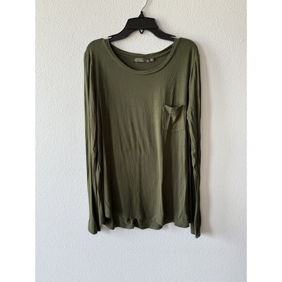 prAna Women's Foundation Long Sleeve T-Shirt Dark Green with Pocket Size Medium - Picture 1 of 3
